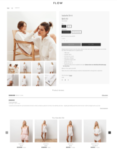 screenshot of shopify product page of a theme called flow which is best for fashion