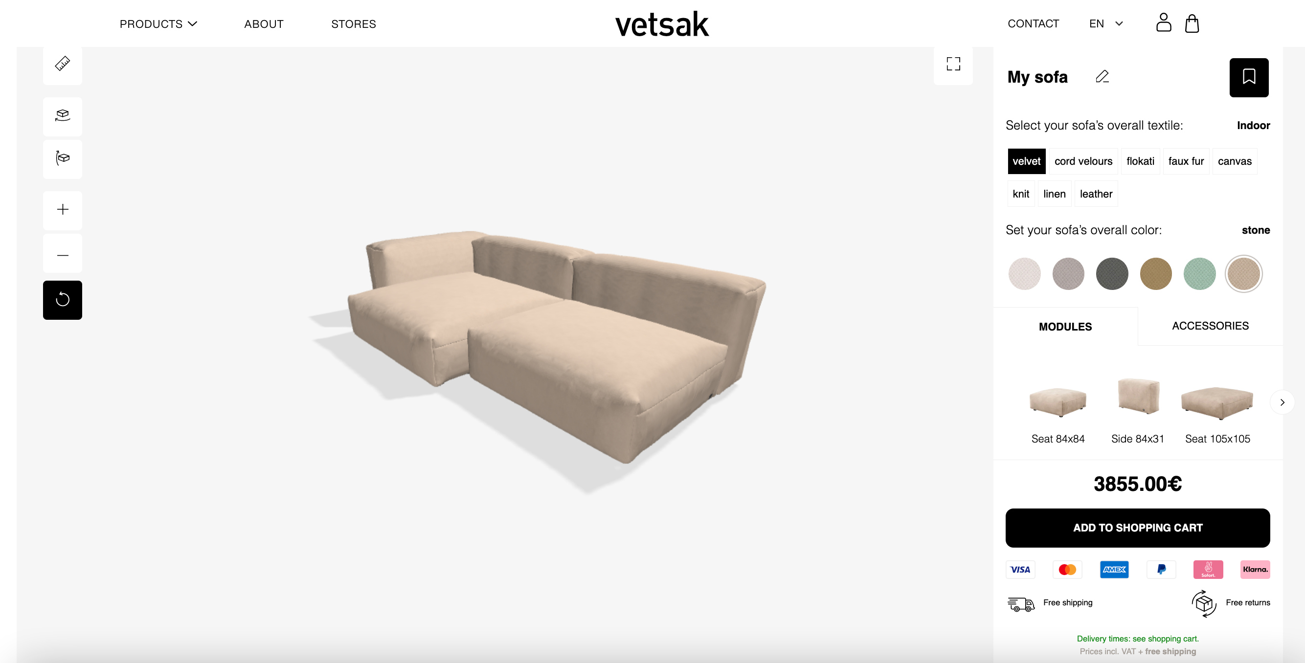 vetsak sofa configurator