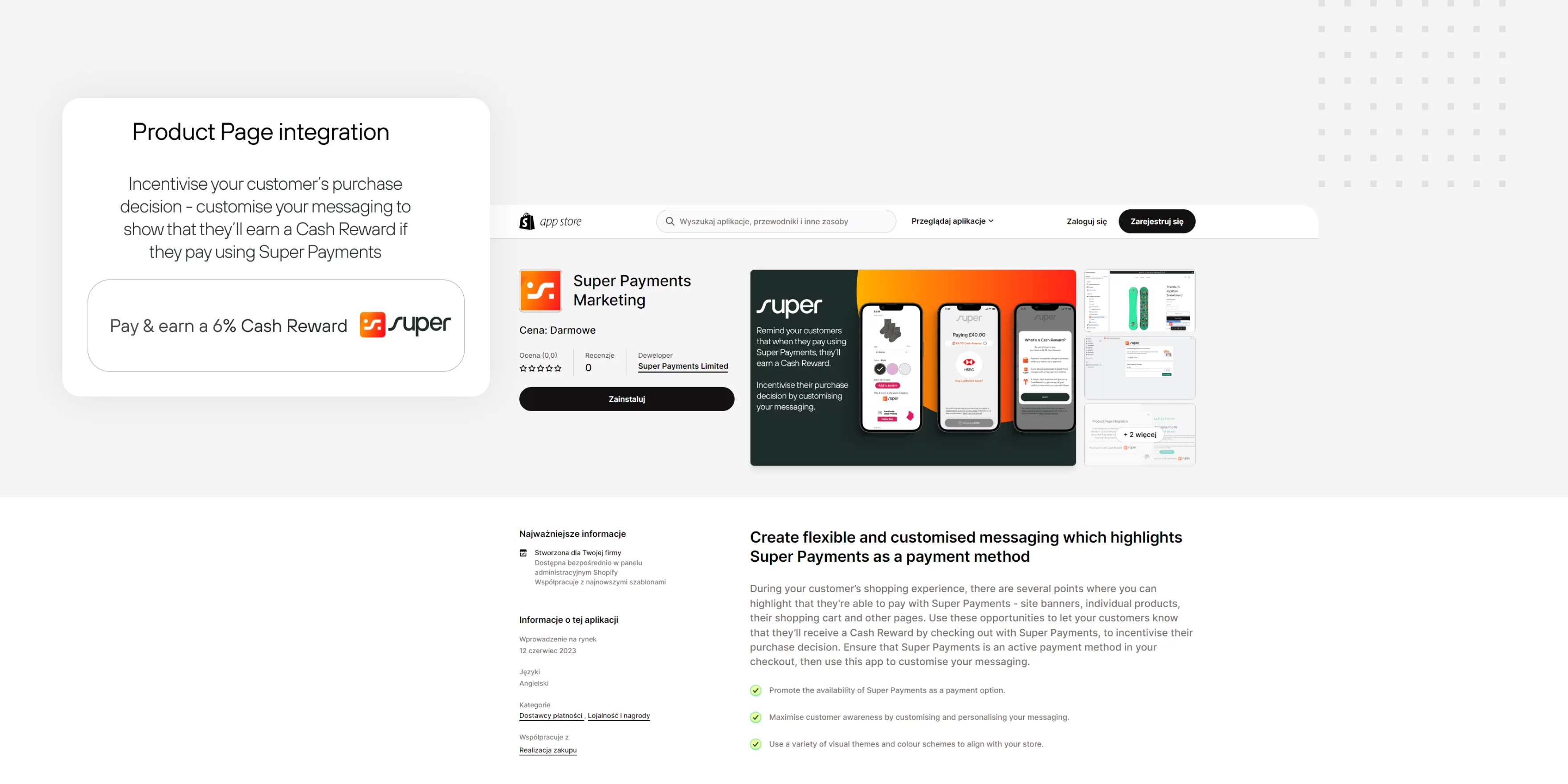 Super Payments app in the Shopify App Store