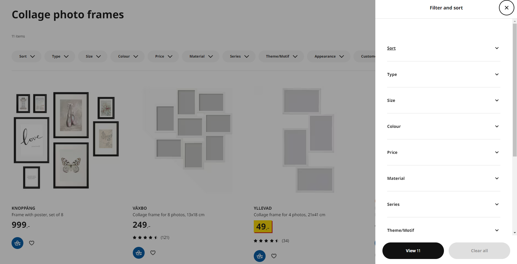 product category at ikea as an example of optimised home decor ecommerce