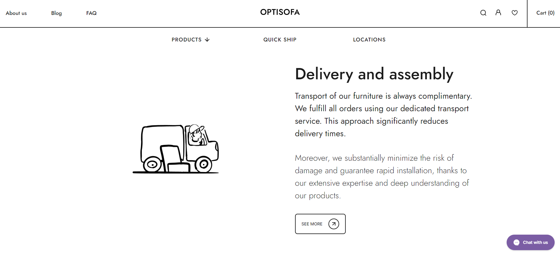 delivery details at optisofa website